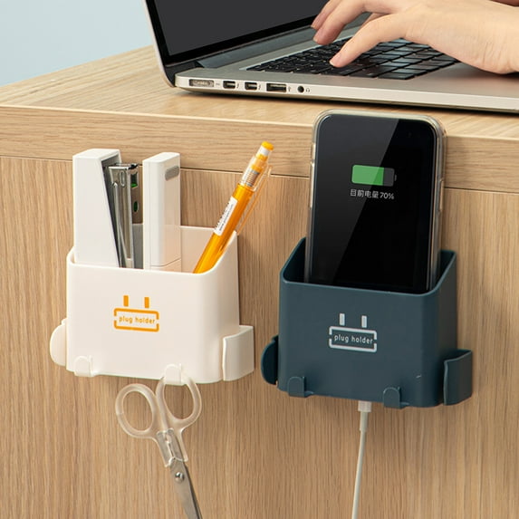Cheers.US Adhesive Remote Control Holder Universal Controller Holder Wall Mount Storage Organizer Box No Drilling with Slot Home Office Desk Nightstand Stationery Supplies Phones Charging