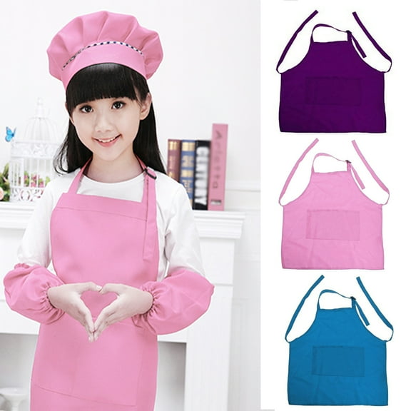 Cheers.US Adjustable Child Bib Aprons with 2 Pockets for Kitchen Cooking, Baking, Painting