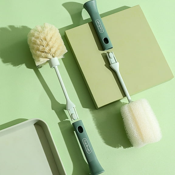 Cheers US Adjustable Soft Sponge Bottle Cleaning Brush with Long Plastic Handle Cup Brush Scrubber Washing Brush for Glass Decanter Feeding-Bottle Winebottle