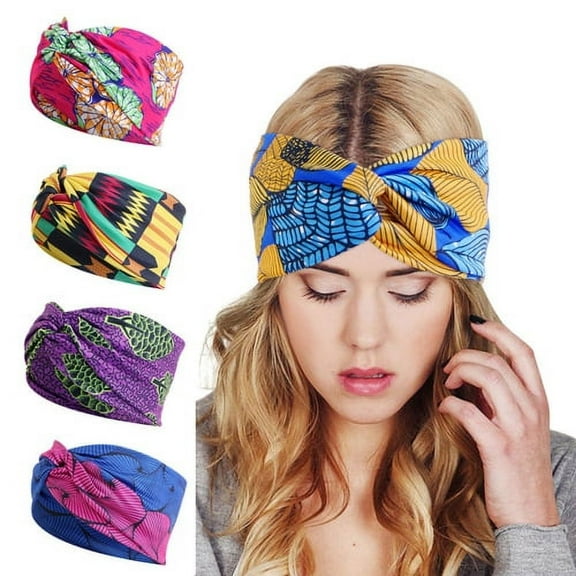 Cheers.US African Headband Yoga Sports Workout Wide Headwrap Elastic Turban Hairband for Women Girls Hair Accessories