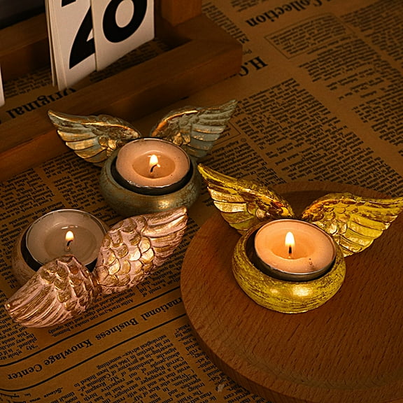 Cheers US Angel Wing Candlestick, Vintage Candle Holders, Resin Statue Home Decor Prayer Candlestick Gift Resin Craft Ornament
