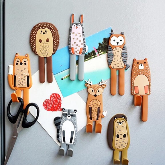 Cheers.US Animal Magnetic Hooks, Cute Magnets for Fridge, Flexible Legs, Magnetic Refrigerator Sticker Locker Door Hooks Tail Bendable for Refrigerator, whiteboard and Any Magnetic Surface
