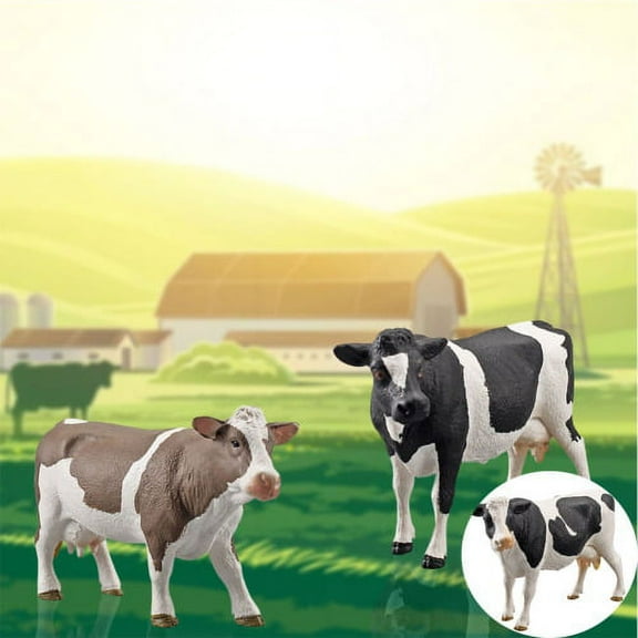 Cheers.US Animal Model Solid Meticulous Workmanship Plastic Simmental Cow Animal Model,Vivid, Creative, Delicate Suitable for Science and Education Simulation Toys