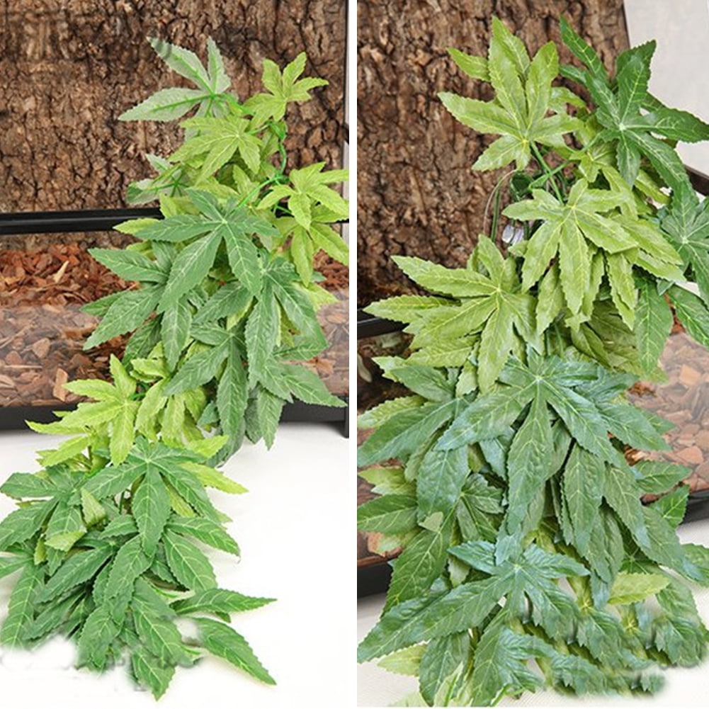 2Pack Reptile Plants Hanging Silk Terrarium Plants With Suction Cup For