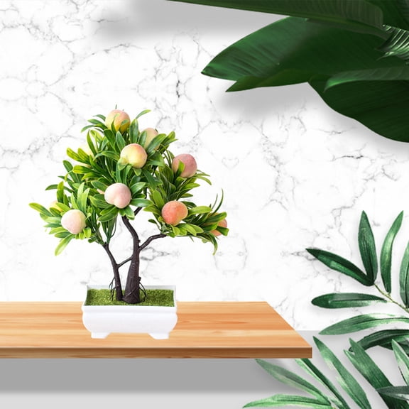 Cheers.US Artificial Bonsai Tree Peach Garden Room Decor for Bedroom Aesthetic and Bathroom Farmhouse Decor