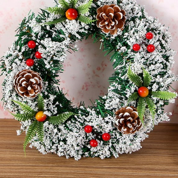 Cheers.US Artificial Christmas Wreath Flocked with Mixed Decorations Christmas Wreath Decorations with Pine Balls, Wreath Hanger for Front Door | Xmas Door Wreath