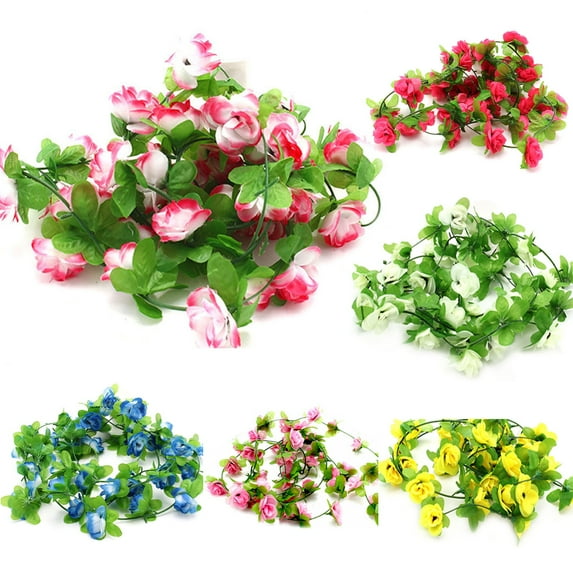 Cheers.US Artificial Rose Flower Floral Fake Vine Hanging Garland Party Wedding Decor