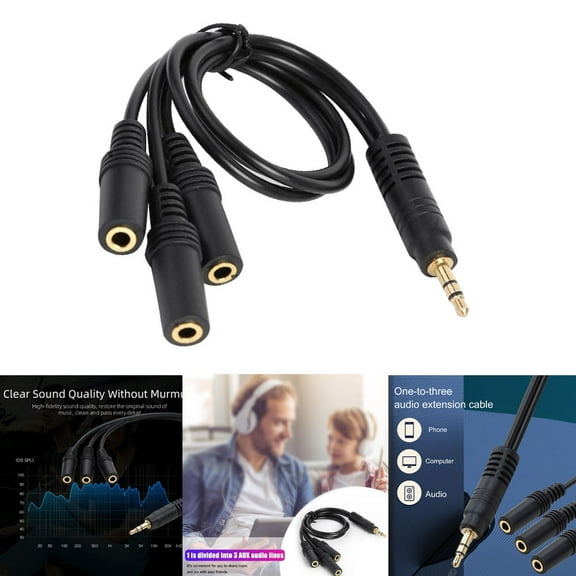 Cheers.US Audio Extension Cable Universal 1 to 3 Ways PVC 3.5mm 1 Male to 3 Female Audio Splitter Adapter for Headphone Universal, 1 to 3 Ways, Widely Compatible