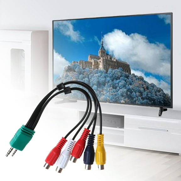 Cheers US Audio Video Cable Professional 18cm 3 5mm+2 5mm to 5RCA AV Component Adapter Cord Compatible with LCD TV With Plug and Play Design