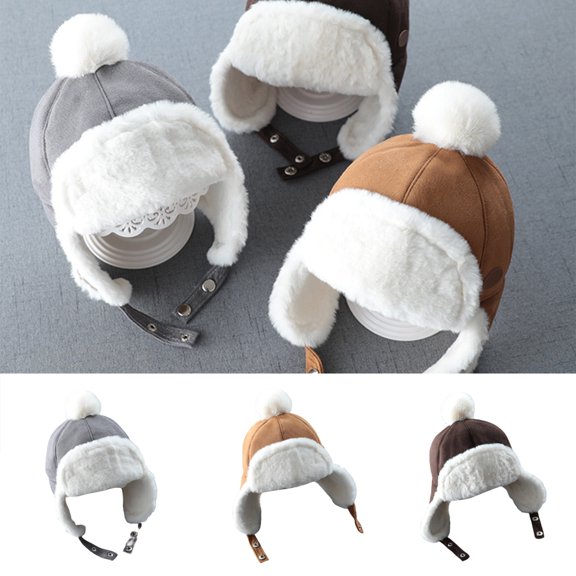 Cheers US Baby Boys Girls Warm Fleece Lined Hat Toddler Winter Hat Earflaps Beanie Cap Outdoor Winter Autumn Children Ear Protection Hat
