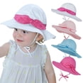 thumbnail image 1 of Cheers US Baby Girls Sun Hats with Wide Brim Bowknot UV Sun Infant Summer Beach Bucket Hat, 1 of 5