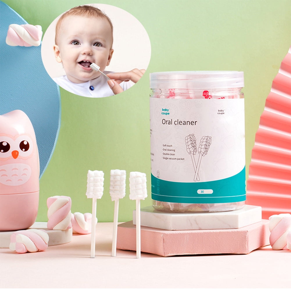 Cheers Toothbrush Newborn Baby Tongue Cleaner Toothbrush Clean Baby Gums Disposable Tongue Cleaner Soft CottonToothbrush Infant Oral Cleaning Stick Dental Care