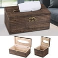 thumbnail image 1 of Cheers.US Bamboo Facial Tissue Box Cover, Boutique Container Country Rustic Brown Torched Wood Bathroom Facial Tissue Box Holder Cover, Tabletop Napkin Dispenser, 1 of 7