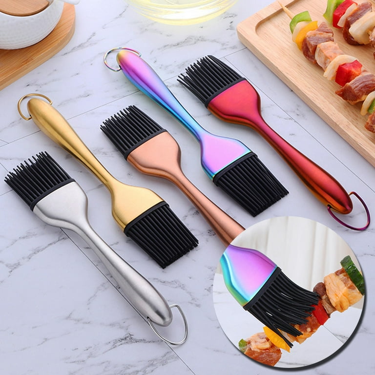 Cheers.US Basting Brush - Grilling BBQ Baking, Pastry and Oil Stainless  Steel Brushes with Silicone Brush Heads for Kitchen Cooking & Marinating,  Dishwasher 