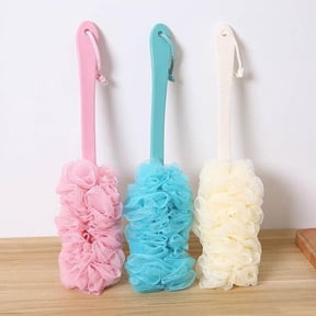 Cheers.US Bath Sponge with Long Handle, Shower Loofah Brush, Back Cleaning Scrubber, Making Rich Bubble, Exfoliate, Rejuvenate Skin, Body Bathing Sponge with Long Mesh Pouf