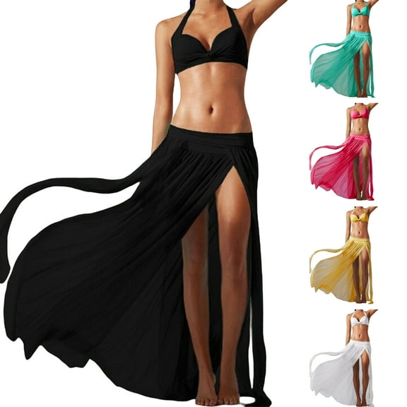 Cheers US Beach Sarong Pareo Womens Semi-Sheer Swimwear Cover Ups Short Skirt with Tassels