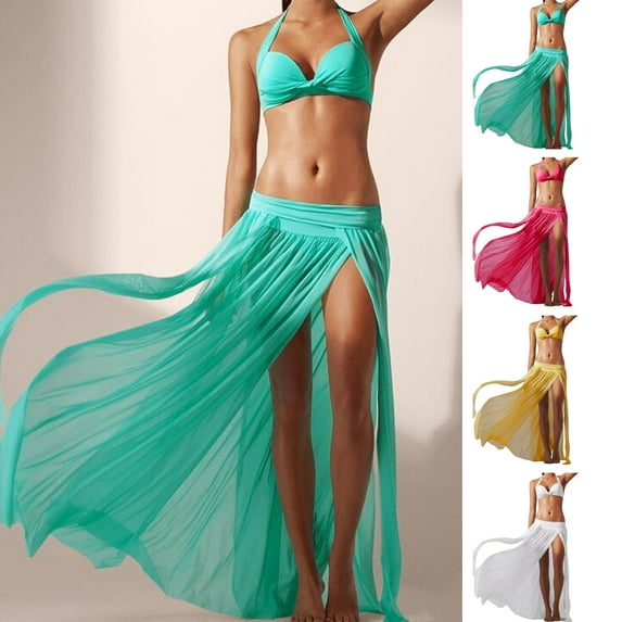 Cheers US Bikini Beach Sarong Pareo Womens Semi-Sheer Swimwear Cover Ups Short Skirt with Tassels