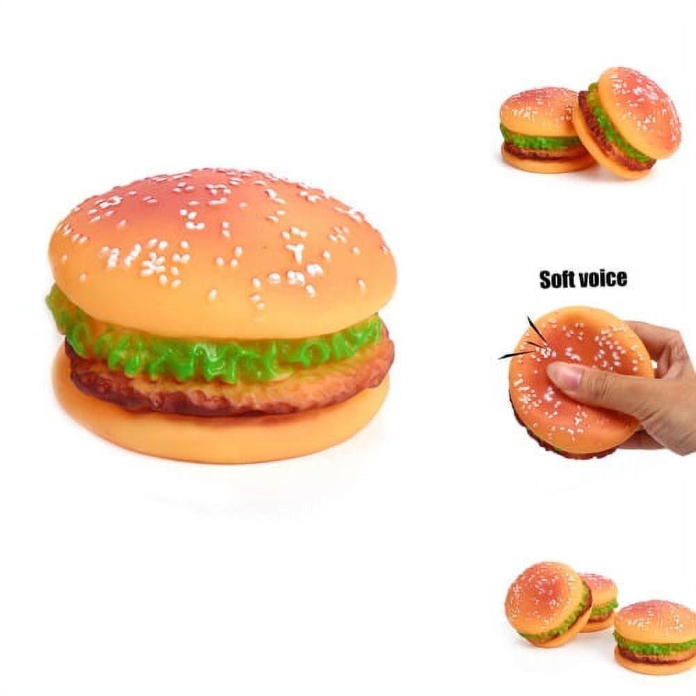 4-Pack Durable Dog Chew Toys - Squeaky, Bite-Resistant For Golden Retrievers, Teddy Dogs & More (Hamburger Design)
