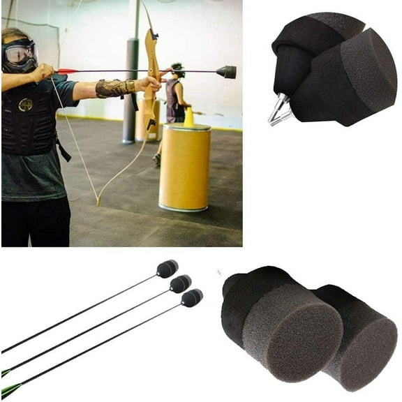 Cheers.US Black Foam Archery Arrowhead Foam Sponge Tipped Arrowhead Broadhead Hunting Game Practice Safety Arrow Tips for Archery Combat Game CS Shooting