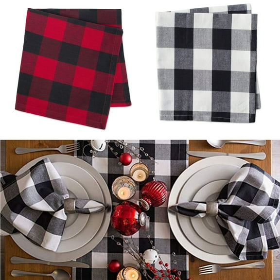 Cheers.US Buffalo Plaid Table Runner Checkered Cotton Runner for Party Holiday Gatherings Indoor Decorations