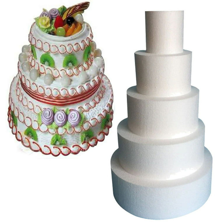 TOYANDONA Round Foam Cake Dummy, 3pcs Polystyrene Foam Circle Dummy 3 Tier  Cake Baking Model Fake Wedding Cake Display Arts for Decorating