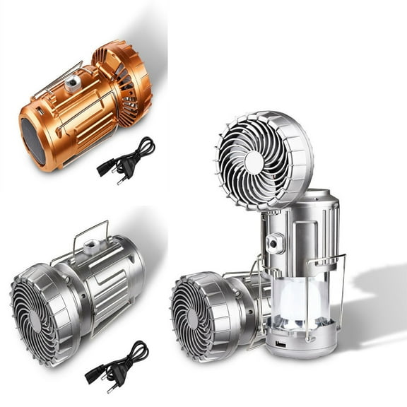 Cheers.US Camping Fan for Tent Tent Fan with Lights Solar Fan with Hanging Hook Portable LED Camping Lantern with Ceiling Fan for Camping Fishing Hiking Outdoor