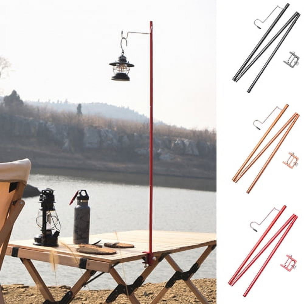 Camping Lamp Holder Portable Folding, Picnic Pole With Stake