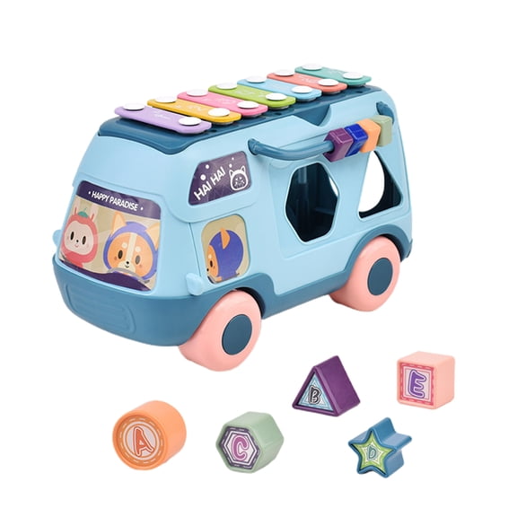 Cheers.US Car Toy Music Sound Early Learning Mini Pull-Back Vehicles Set Fun Animal Bus