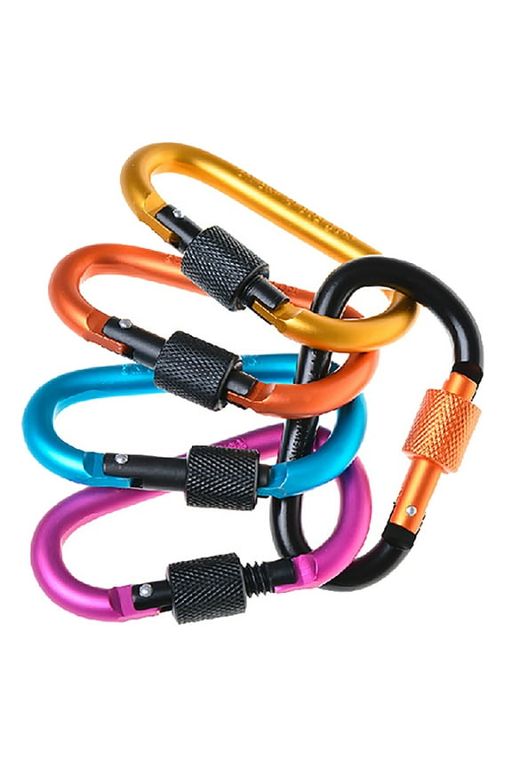 Carabiner Clip Aluminum D-Ring Spring Loaded Gate Small Keychain Carabiners Clip Set for Outdoor Camping Traveling Mini Lock Hooks Spring Snap Link Belt Key Chain Accessories
