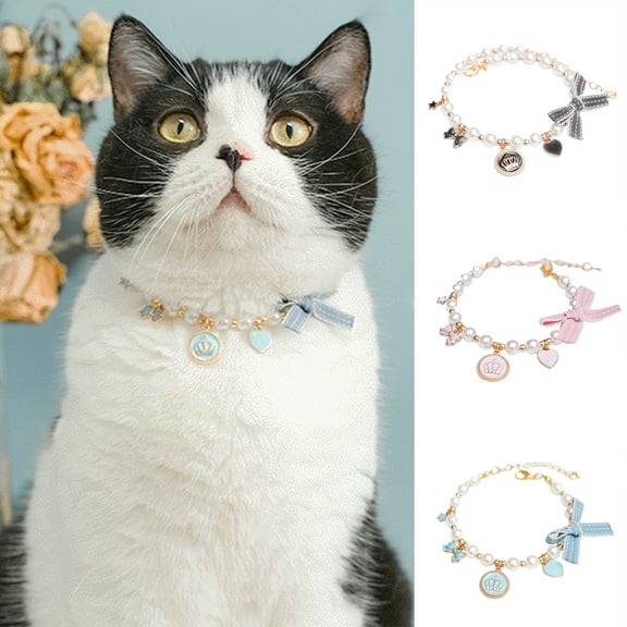 Cheers.US Cat Pearl Collars Pet Plastic Imitated Pearl Necklace Charms Dog Collar for Small Dogs Cats Wedding Birthday Party