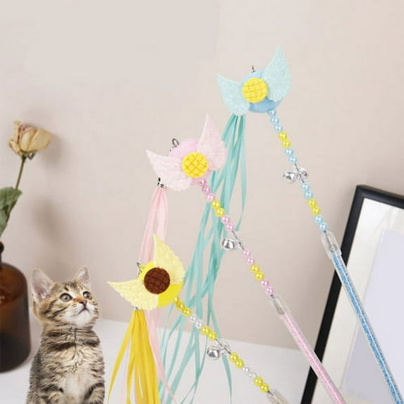 Cheers.US Cat Wand Eye-catching Solid Construction,Cat Teaser Rod Pet Interactive Toy,Eye-catching, Long Lasting, Charming,Product is Suitable for Cat, Dog and Other Small Animals