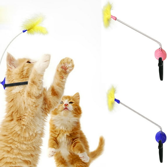 Cheers.US Cat self hi collar neck spring toy feet with tap tease cat stick
