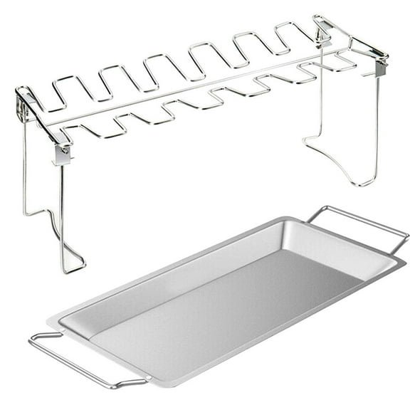 Cheers.US Chicken Leg Wing Rack Stainless Steel Metal Roaster Stand with Drip Tray for Smoker Grill or Oven, Dishwasher Safe, Non-Stick, Great for BBQ, Picnic