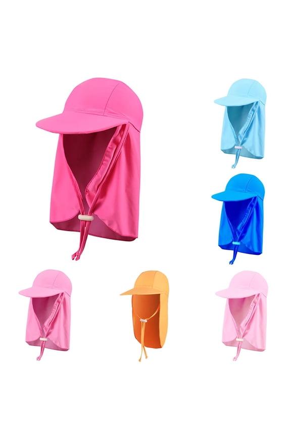 Children Kids Boys Girls Summer Wide Brim Outdoor Windproof Anti-UV Adjustable Ear Flap Cap Sun Hat