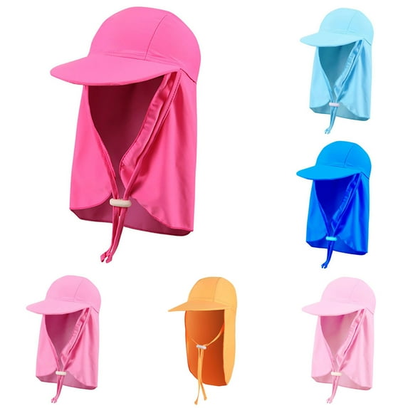 Cheers.US Children Kids Boys Girls Summer Wide Brim Outdoor Windproof Anti-UV Adjustable Ear Flap Cap Sun Hat