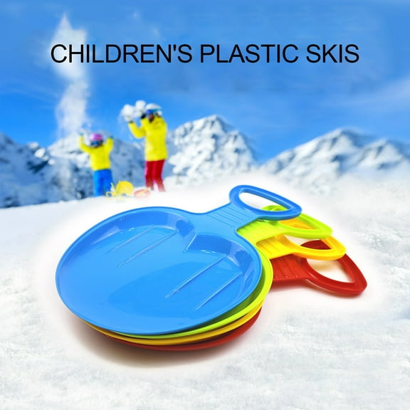 Cheers.US Children Outdoor Winter Snow Sand Board Lawn Snow Sled Sledge with Handles Toboggan Sport Ski Board Durable Sleds for Winter Sledding