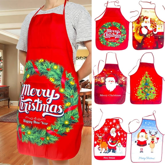 Cheers.US Christmas Chef Apron Adjustable Cooking Apron Santa Claus Elf Snowman Snowflake Aprons for Xmas Party Men Women Kitchen Restaurant House Home Gardening Cleaning