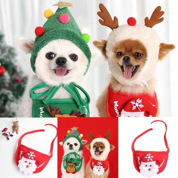 Cheers US Christmas Dog Bandanas Pet Bandanas Snowman Snowflake Pet Kerchief Dog Scarf Adjustable Washable Dog Bib for Christmas Pets Dogs Cats Costume Supply