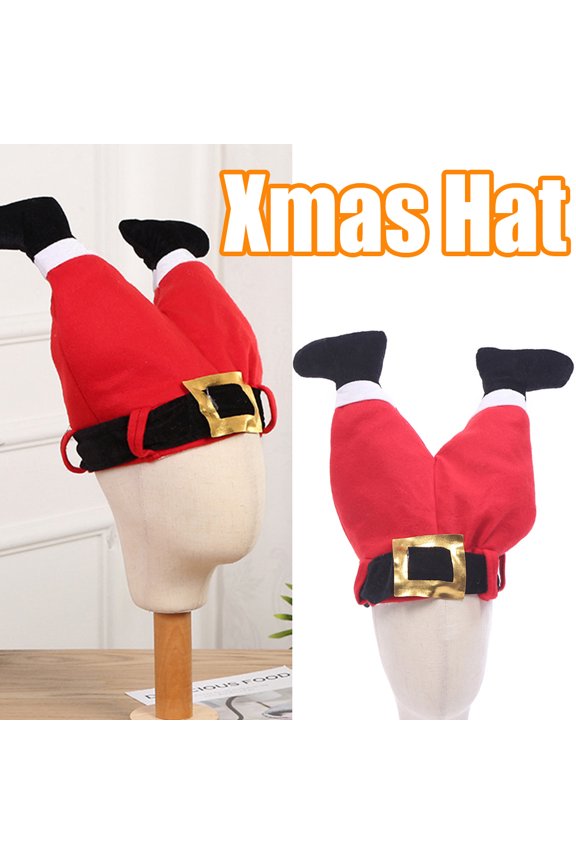 Christmas Hats Adults Hat Tree for Down Upside De Navidad Trees Santa- Funny Novelty Red Pants Christmas Hat Santa Claus Legs Cap Xmas Hat Party Decoration Party Supplies