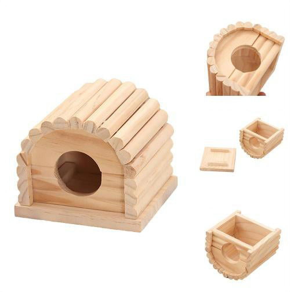 Cheers.US Circular Arch Shape Pet Mouse Hamster Wooden Cage Nest House