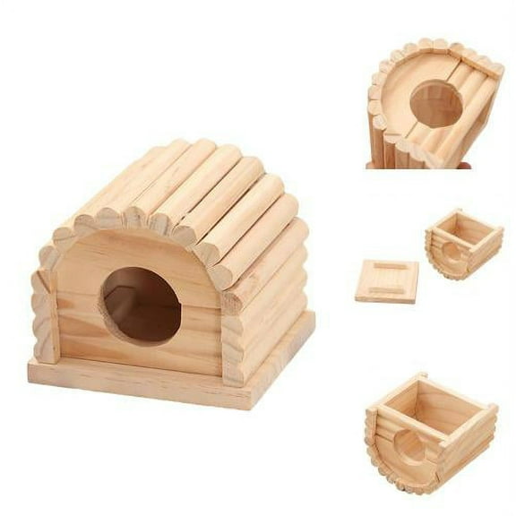 Cheers.US Circular Arch Shape Pet Mouse Hamster Wooden Cage Nest House Bed Biting Toy,Circular Arch Shape, Pet Cage, Easy to Clean, Biting Toy