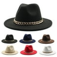 thumbnail image 1 of Cheers.US Classic Hat Big Chain Wide Brim Autumn Winter Sun Protection All Match Felt Cap Jazz Hat for Daily Wear, 1 of 7