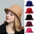thumbnail image 1 of Cheers.US Cloche Round Hat for Women Fedora Bucket Vintage Hat Flower Eye-catching British Style Faux Wool Vintage Felt Bowler Women Hat, 1 of 8