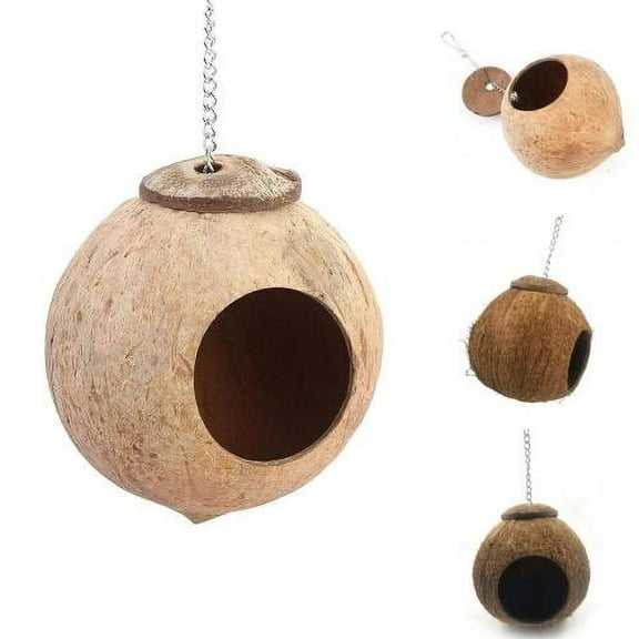 Cheers.US Coconut Shell Bird Nest House Hut Pet Parrot Budgies Hanging Toy Cage Decoration,Pet Supply,Nesting Box, Hanging Decoration