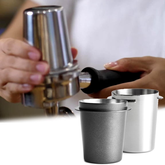 Cheers.US Coffee Dosing Cup, Stainless Steel Dosing Cup Powder Feeder Cup Part for 58mm Espresso Machine Kitchen DIY Coffee Machine Accessories (Stainless Steel)