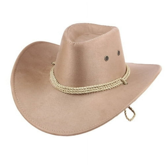 Cheers.US Cowboy Hat, Sun Hat Faux Suede Wide Brim Travel Cap Western Hat Outdoor Sun Protect