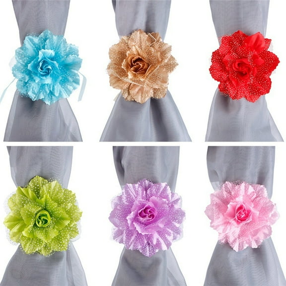 Cheers.US Curtain Tie back,1 Pair Flower Window Curtain Tieback Holder Drape Panel Sheer Strap Home Decor