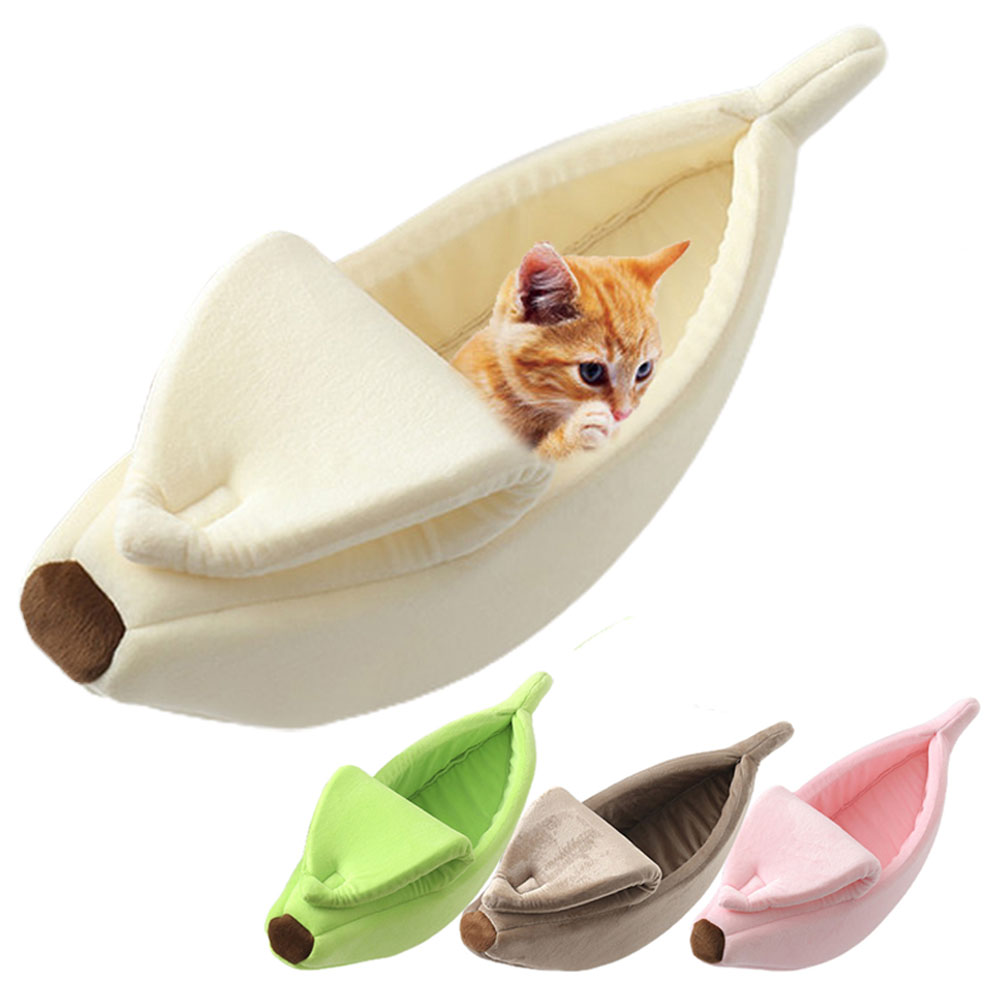 Cheers US Cute Banana Cat Bed House Pet Bed Soft Cat Cuddle Bed 