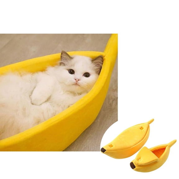 Cheers.US Cute Banana Cat Bed House, Pet Bed Soft Cat Cuddle Bed, Lovely Pet Supplies for Cats Kittens Rabbit Small Dogs Bed