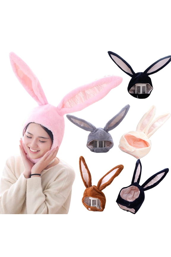 Cute Girls Hat Plush Rabbit Ears Hat Earflap Cap Head Warmer Photo Supplies Hat